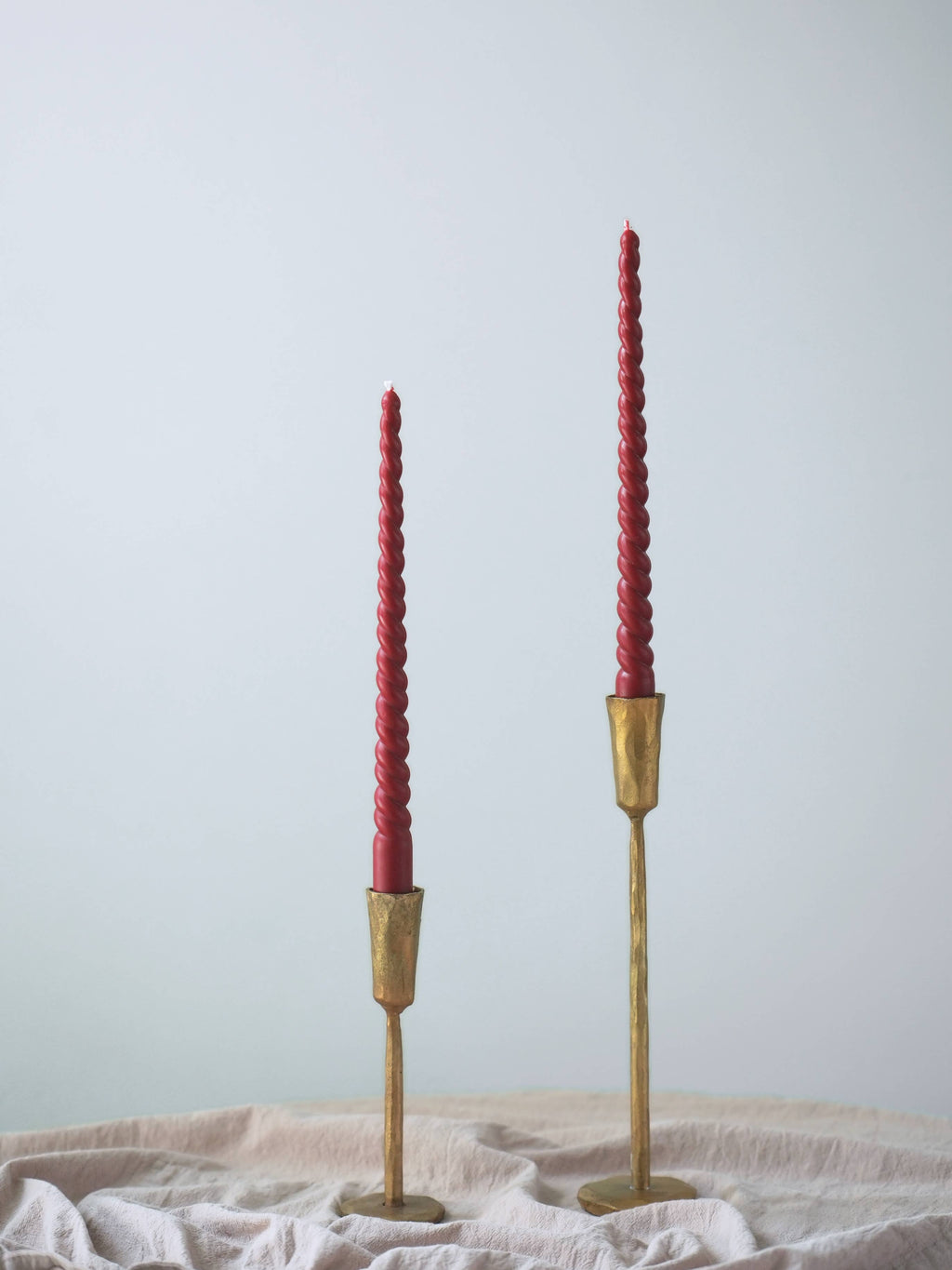 Twisted taper candle set | 11.5 inch | Beeswax & Soy Wax | Red