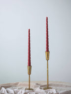 Twisted taper candle set | 11.5 inch | Beeswax & Soy Wax | Red