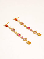 Islaine 18K Gold Non-Tarnish Multicolor CZ Drop Earrings