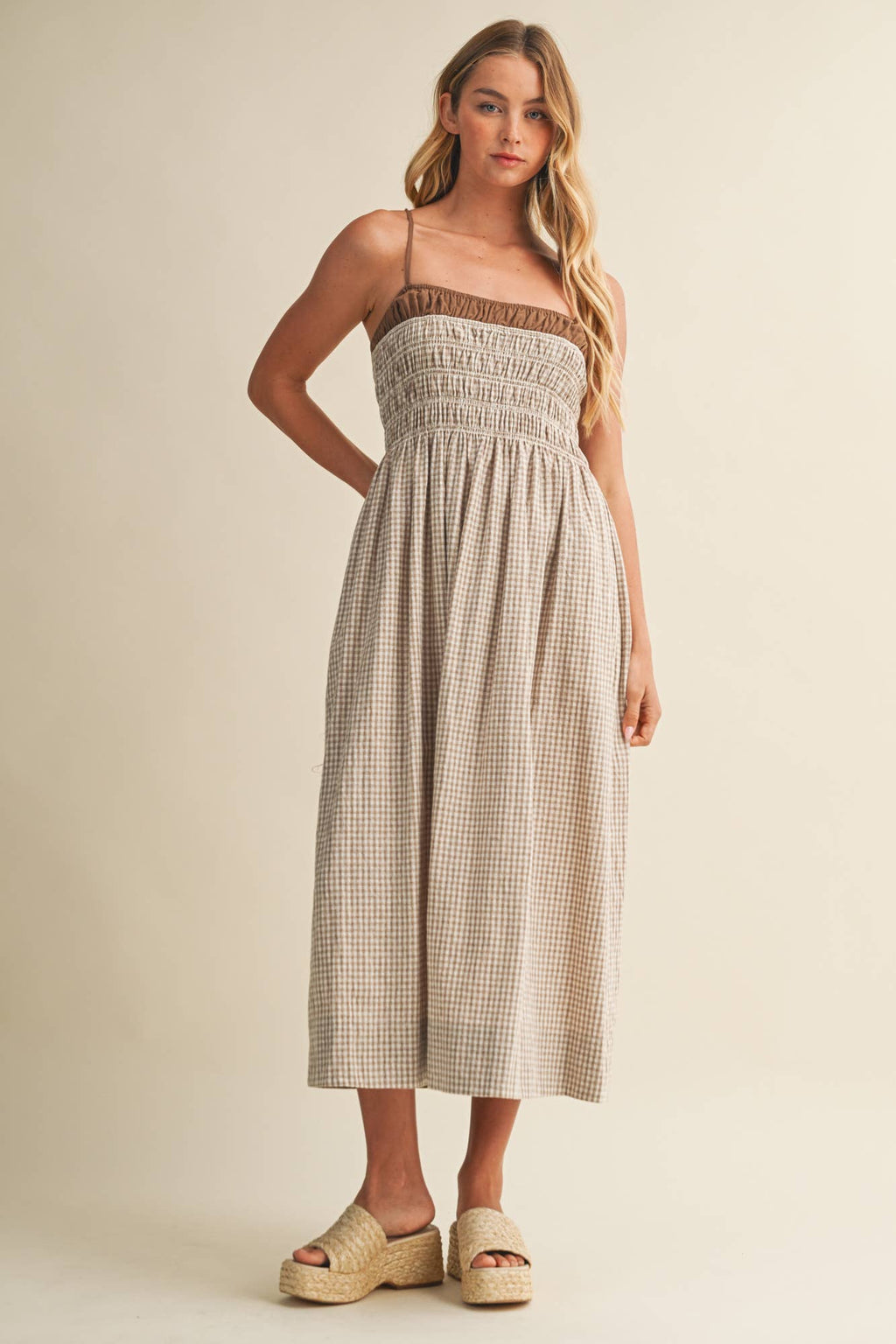 GINGHAM MIDI DRESS