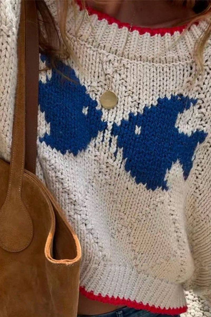 Cropped Knit Fish Sweater