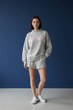 MOTHER Embroidered Mock Neck Sweatshirt