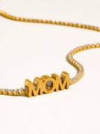 Kace 18K Gold Non-Tarnish CZ Mom Pendant Necklace