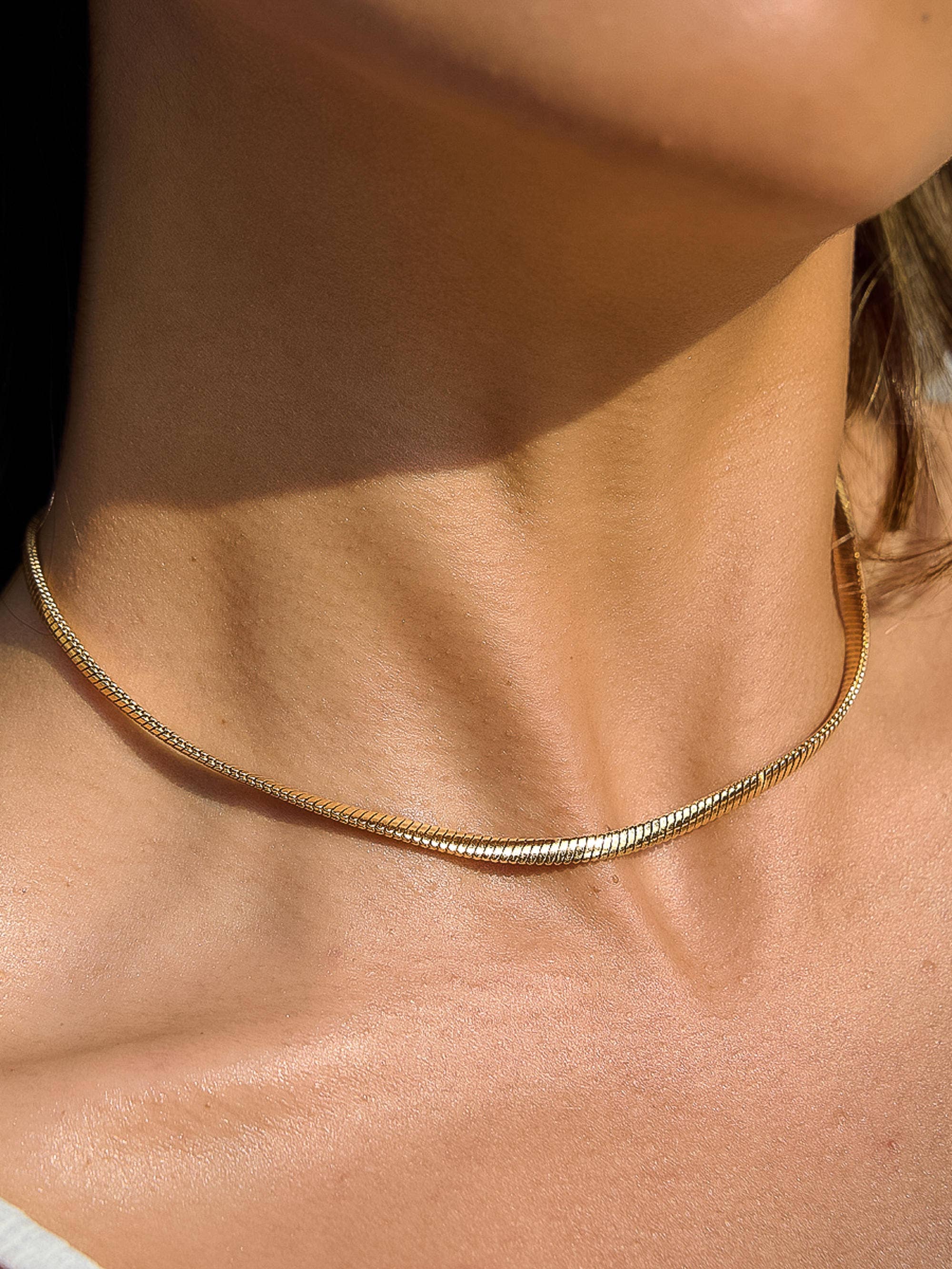 Papillon 18K Gold Non-Tarnish Classic Snake Chain Necklace