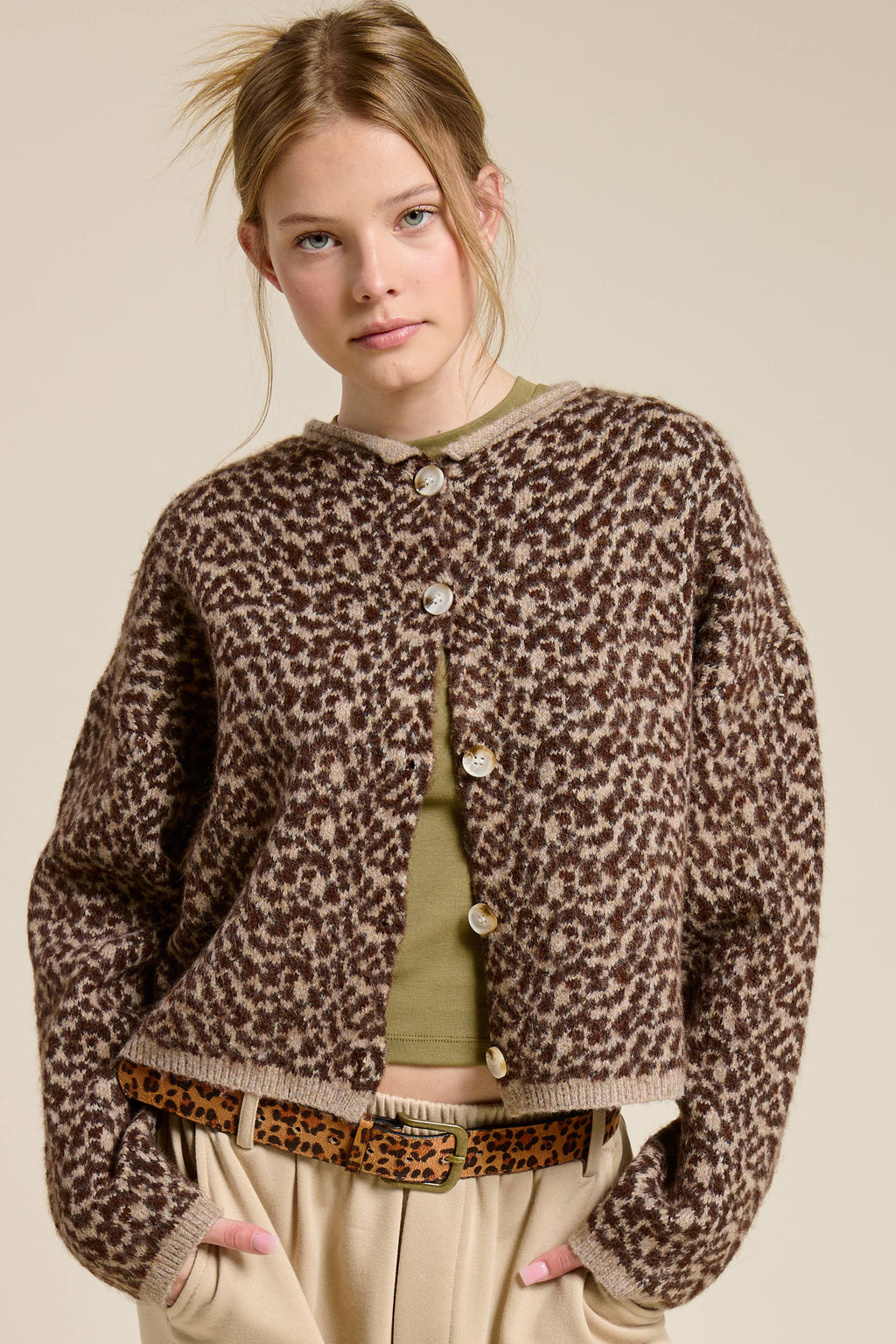 Cheetah Print Knit Cardigan