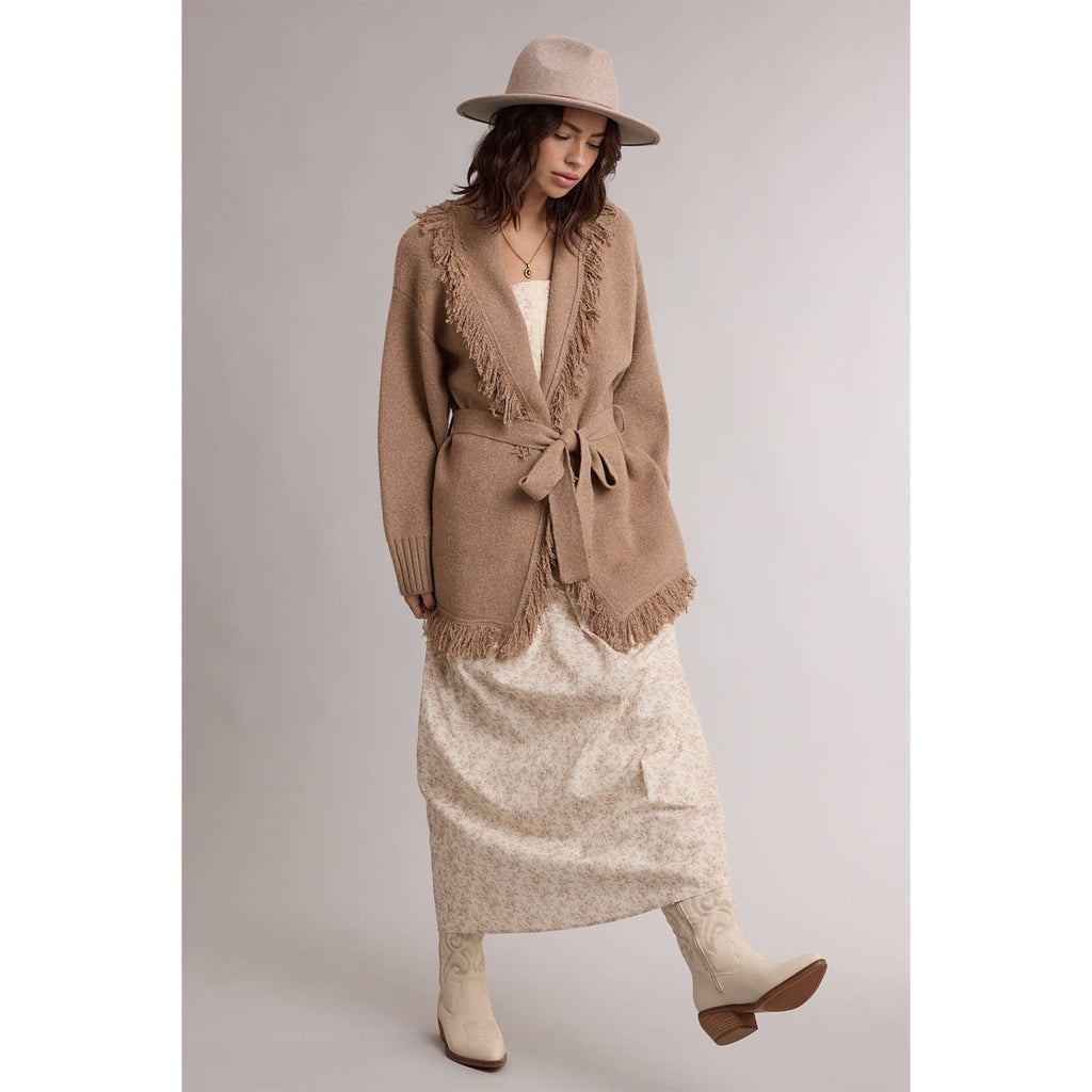Fringe Belted Cardigan