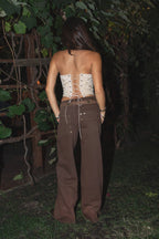 IZLA Denim Twill Mid Rise Studded Carpenter Pants