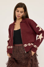 Star and Moon Zip Sweater Jacket