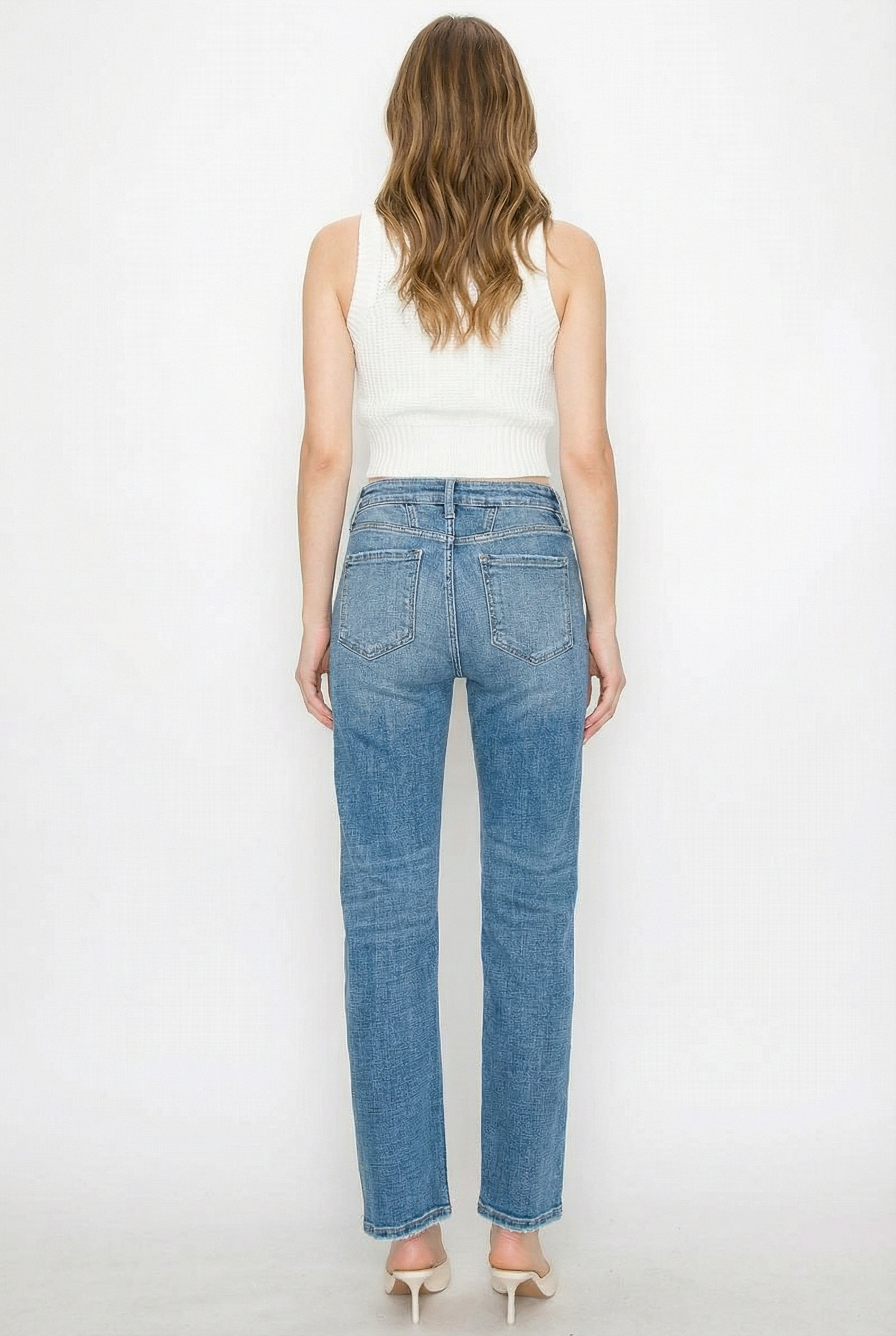 WESTERN DETAILING HIGH RISE STRAIGHT LEG JEANS