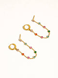 Daffira 18K Gold Non-Tarnish Crystal Chain Link Earrings
