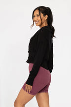 Ballet Chic Ribbed Wrap Top: Black