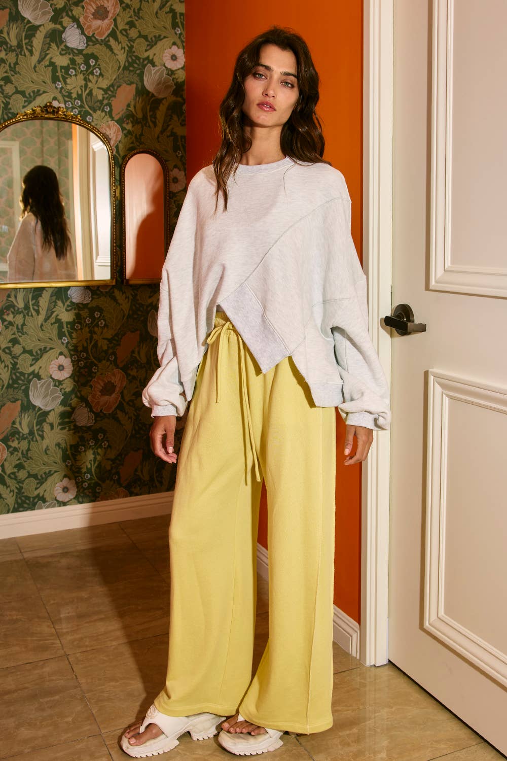 Exposed Seam- Drawstring Terry Sweatpants