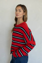 Piper Cardigan - Rose Varsity Stripe