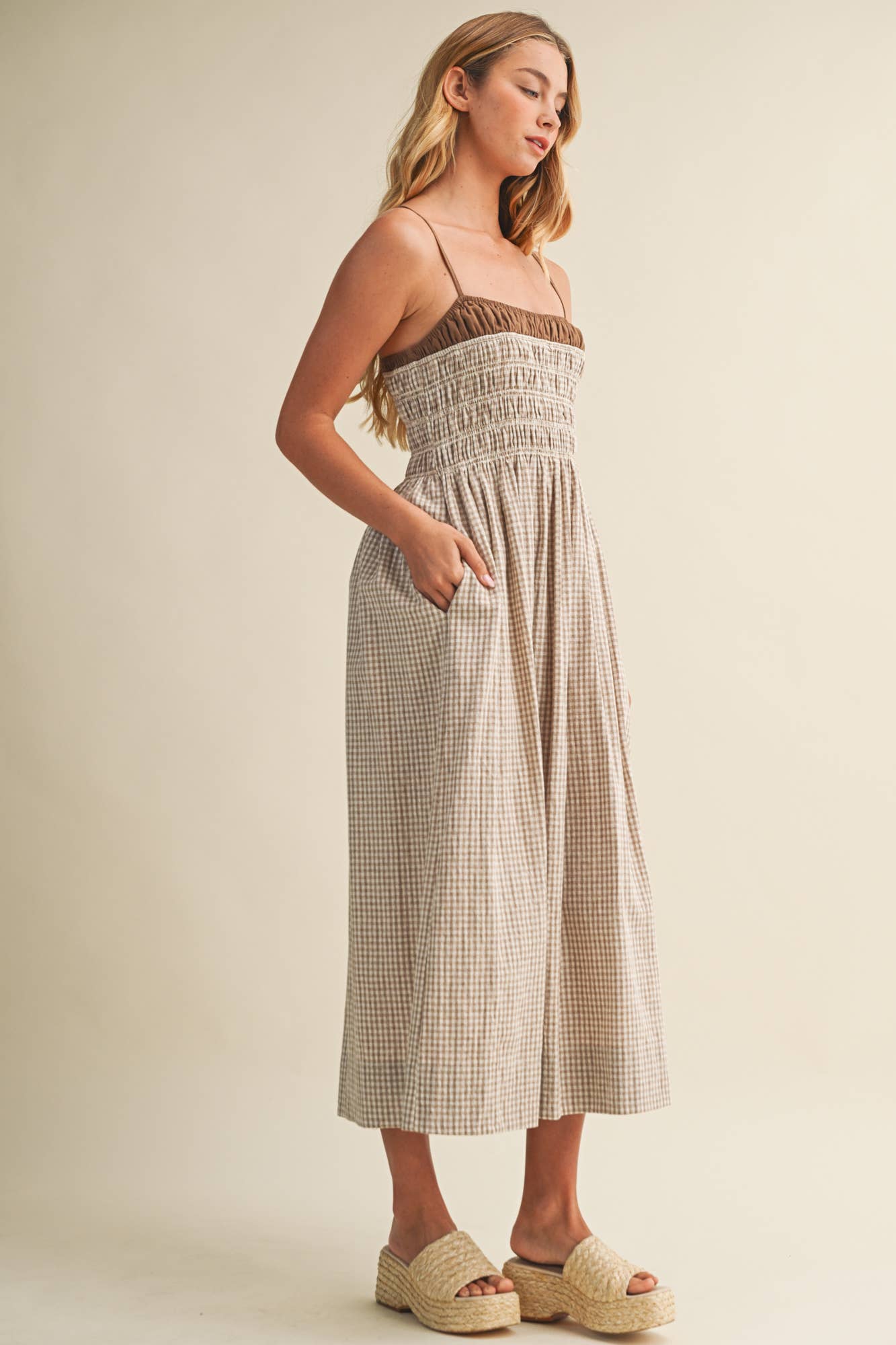 GINGHAM MIDI DRESS