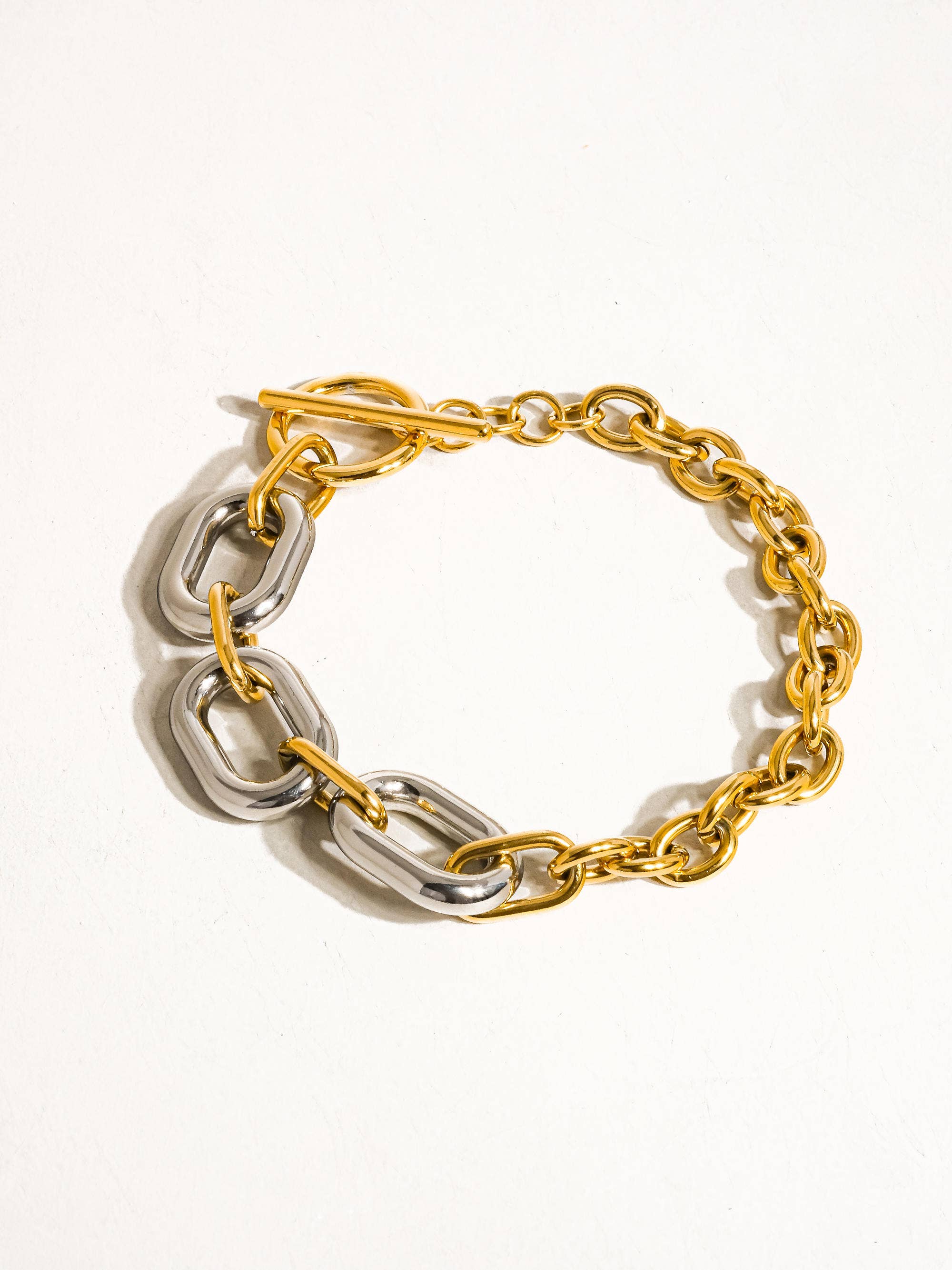 Lanni 18K Gold Non-Tarnish Multi Chain Bracelet: Gold and Silver