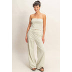 Striped Jersey Tube Top And Pants Set