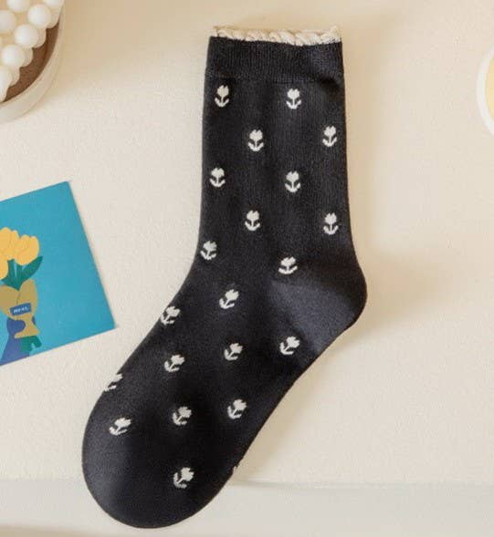 WOMAN BREATHABLE FLORAL COTTON SOCKS | 40S02067