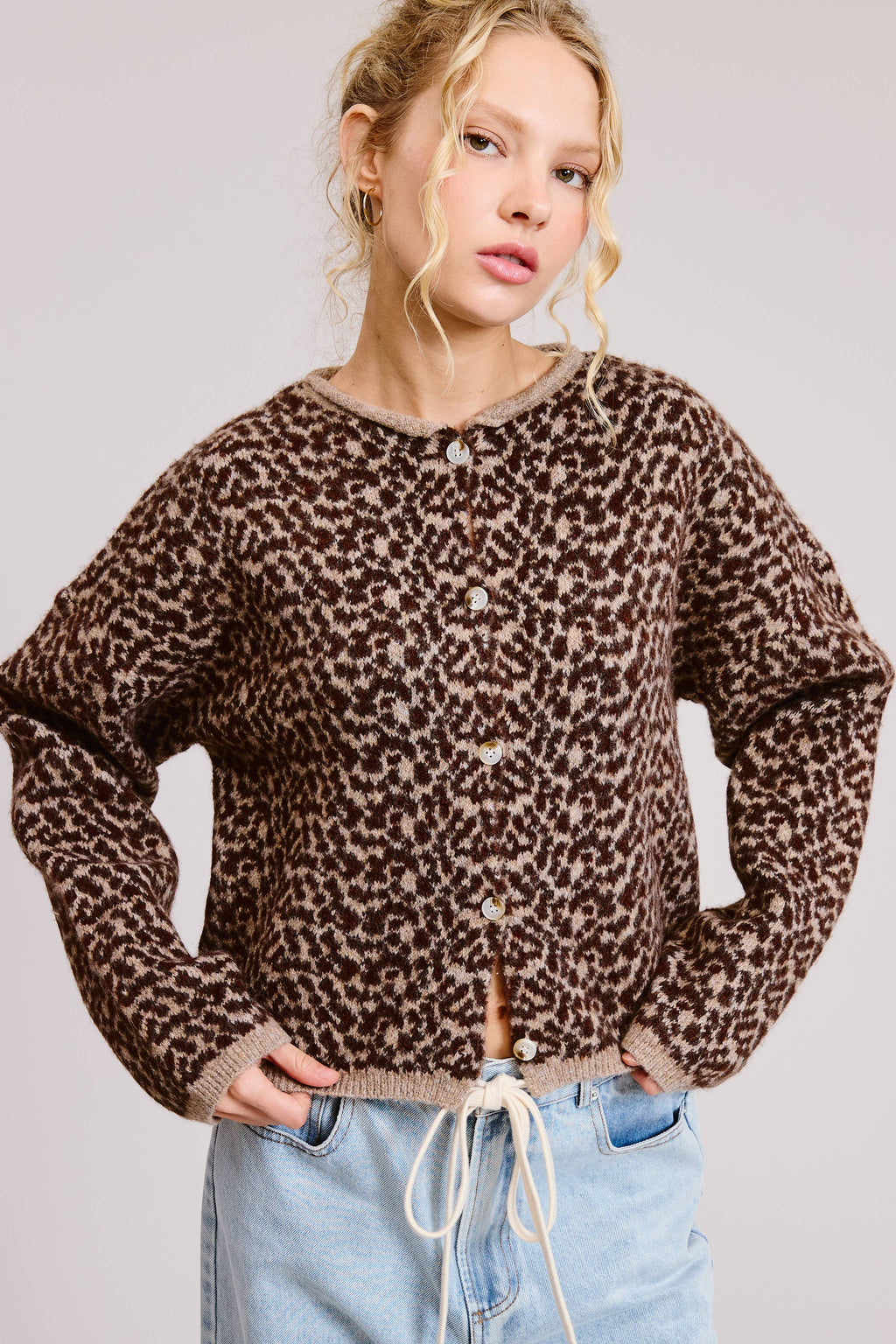 Cheetah Print Knit Cardigan