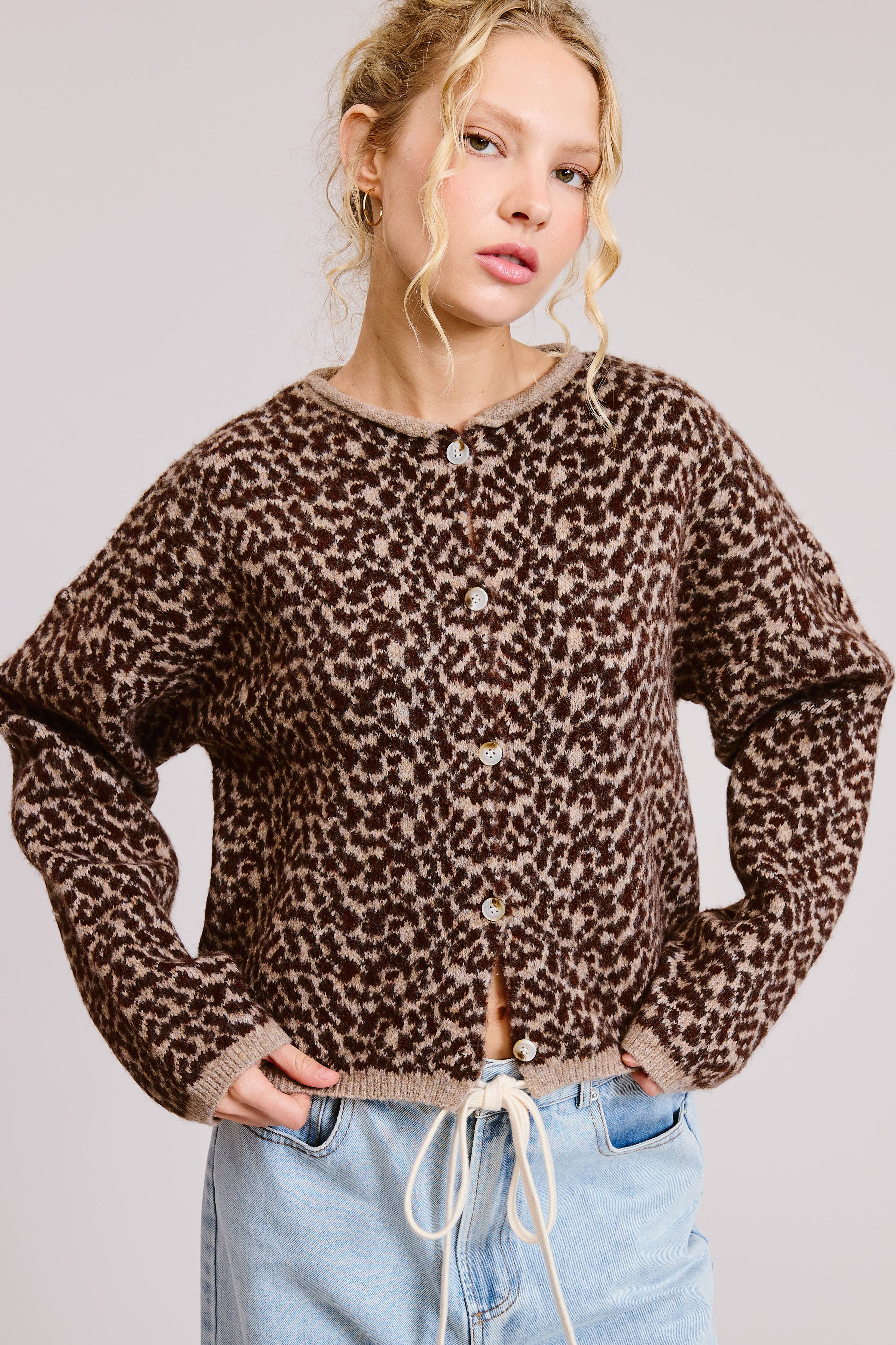 Cheetah Print Knit Cardigan