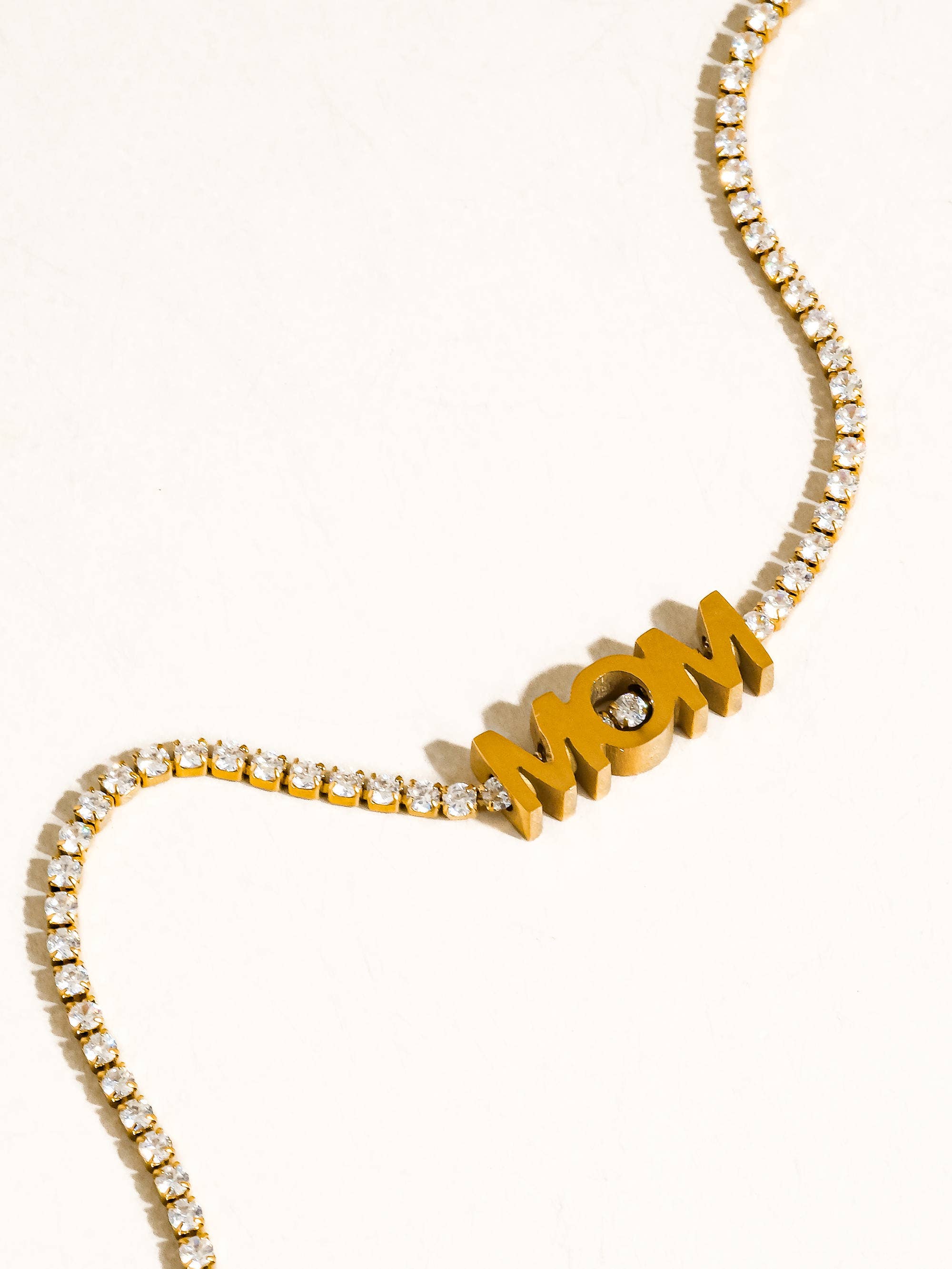 Kace 18K Gold Non-Tarnish CZ Mom Pendant Necklace