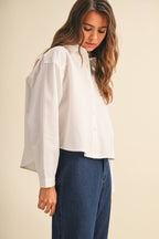 CROPPED RELAXED FITTON BUTTON DOWN SHIRT