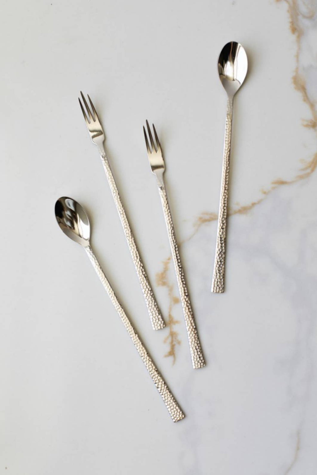 Hammered Stainless Steal Fork and Spoon set of 2