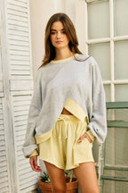 Contrast Stitch Asymmetrical Terry Top