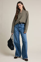 Half Zip Mock Neck Knit Sweater