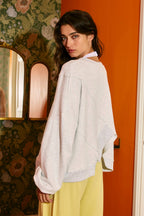 Asymmetric Hem Solid Terry Sweatshirt Top