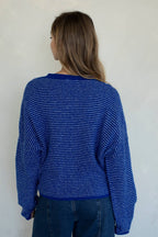Piper Cardigan - Royal Blue Pinstrip
