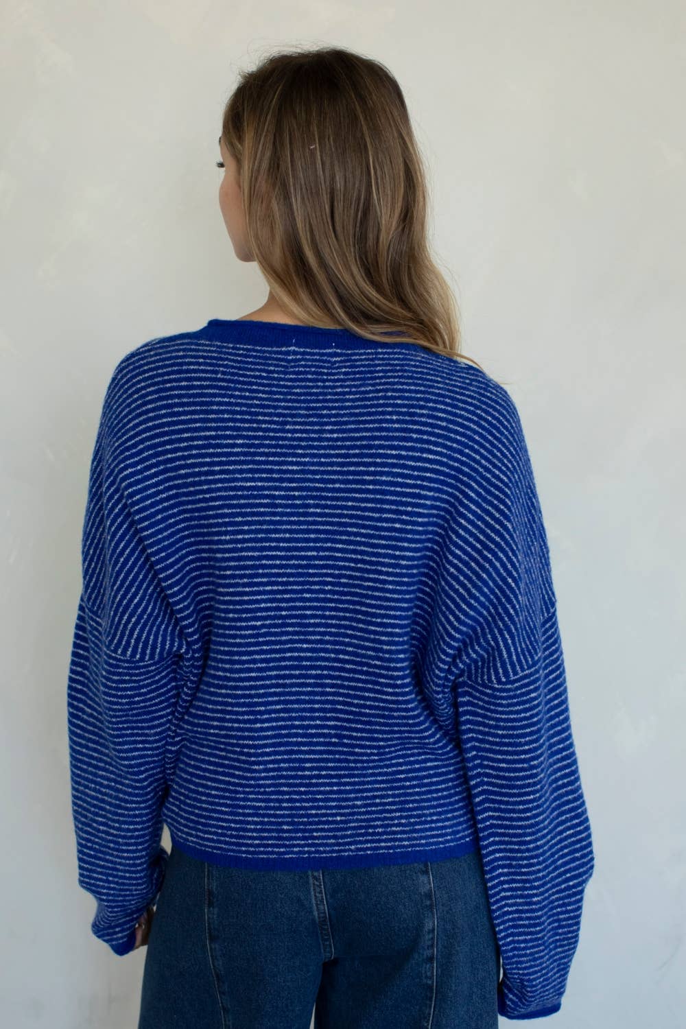 Piper Cardigan - Royal Blue Pinstrip