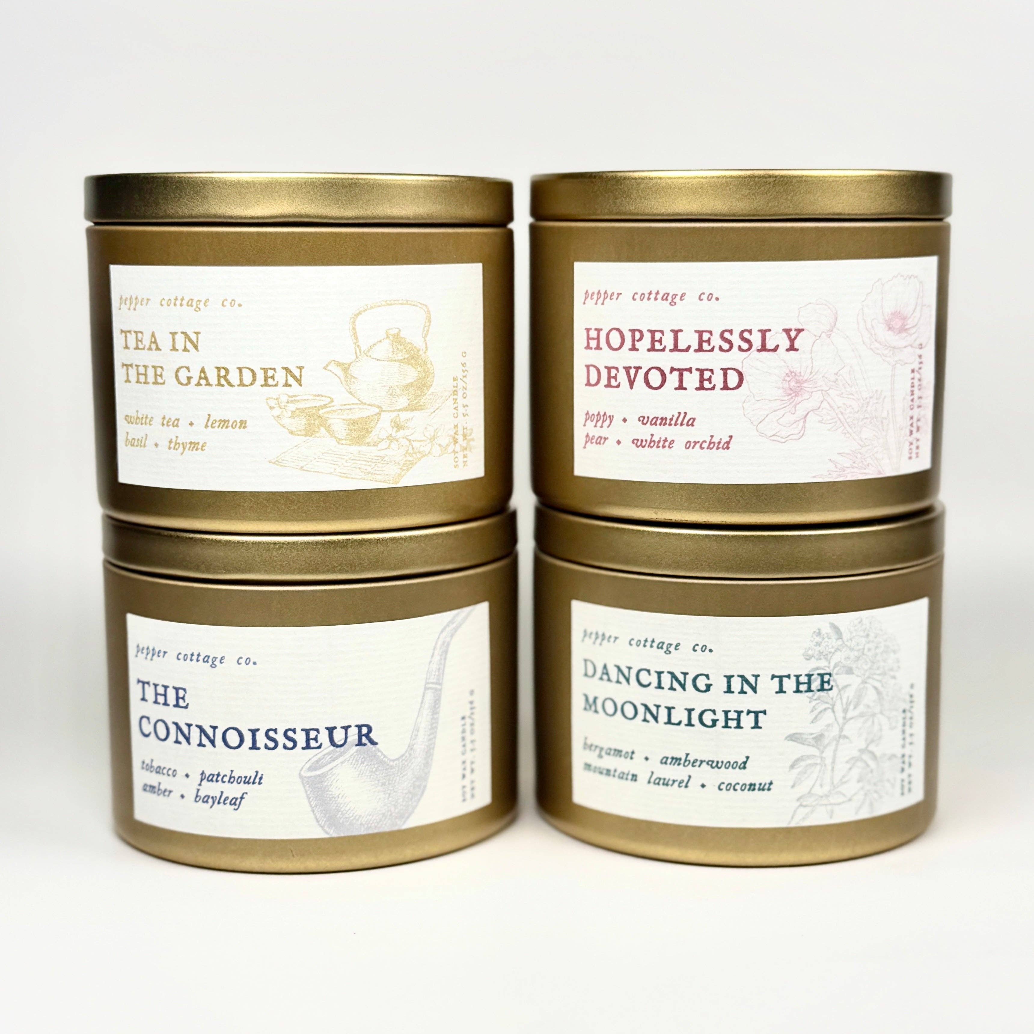 Hopelessly Devoted 5.5 oz Candle Tin | Poppy, Pear, Orchid, Vanilla | Feminine Floral Clean Soy Candle