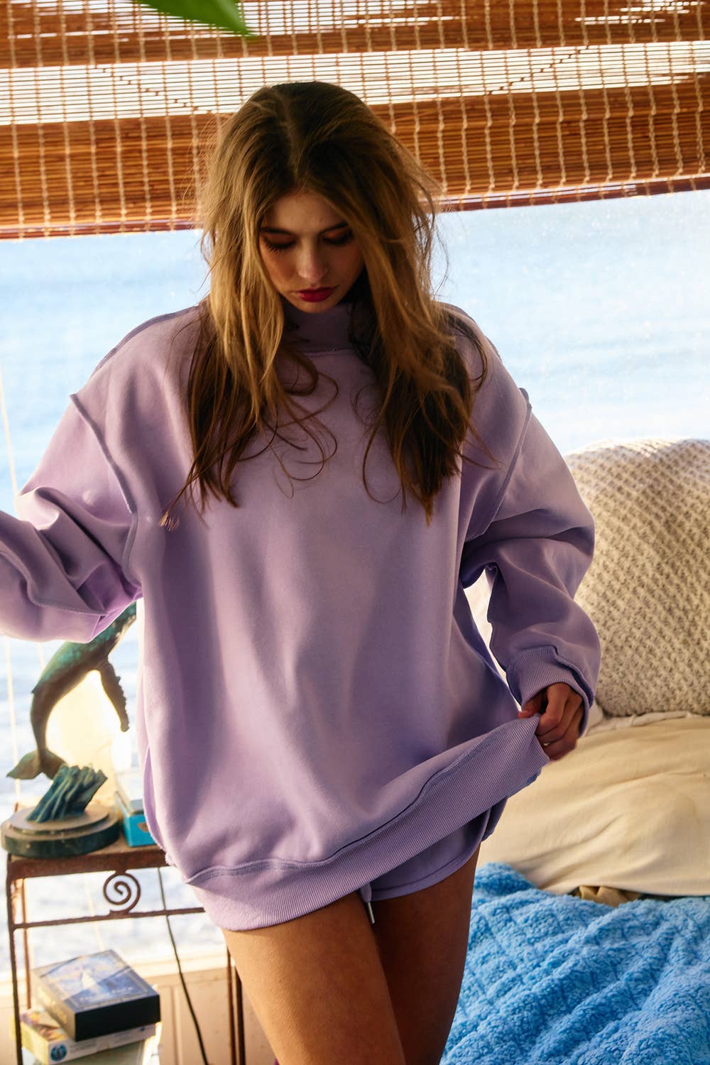 Solid Reversible Mock Neck Sweatshirt