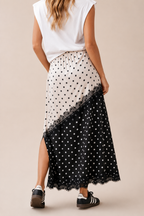 Asymmetrical Polka Dot Lace Maxi Skirt